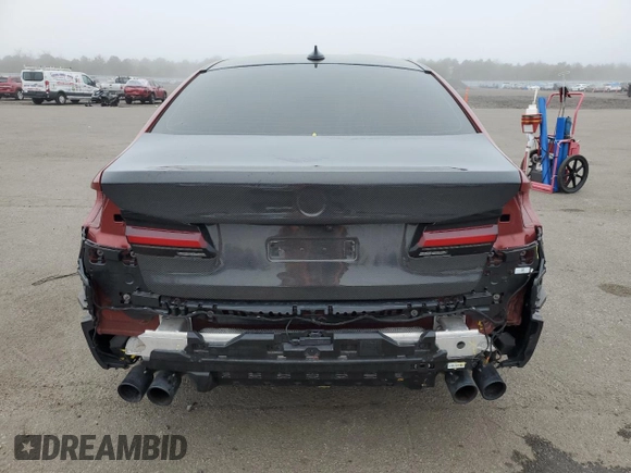 2021 BMW M5 with VIN WBS83CH03MCG00754, listed as a Copart auction lot 50154465 with 34,540 mi miles and Salvage Title. Bid and sale history available at carsss.com. Image 6.