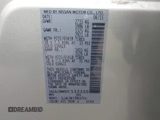 2015 Infiniti QX60 с VIN 5N1AL0MN9FC533310, выставлен на аукционе IAAI как лот 42419729 с пробегом 99 679 миль миль и . История ставок и продаж доступна на DreamBid. Изображение 9.