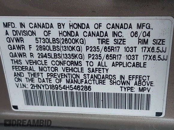 2004 Acura MDX Touring Pkg RES w/Nav with VIN 2HNYD18954H546286, listed as a IAAI auction lot 42009606 with 198,037 mi miles. Bid and sale history available at carsss.com. Image 9.