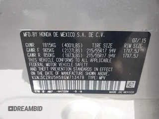2016 Honda HR-V EX with VIN 3CZRU5H58GM713478, listed as a IAAI auction lot 41519763 with 146,475 mi miles. Bid and sale history available at carsss.com. Image 9.