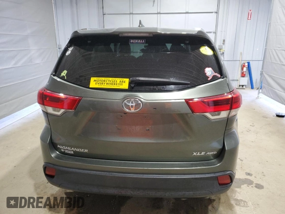 2019 Toyota Highlander SE with VIN 5TDJZRFH6KS937687, listed as a Copart auction lot 51037325 with 50,113 mi miles and Salvage title. Bid and sale history available at DreamBid. Image 6.