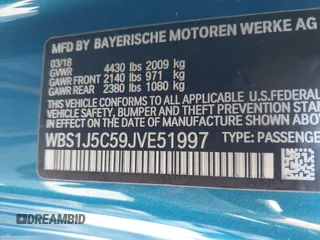 2018 BMW M2 z VIN WBS1J5C59JVE51997, wystawiony jako IAAI lot #42348421 z przebiegiem 51 376 mil mil oraz . Historia ofert i sprzedaży dostępna na DreamBid. Obrazek 9.