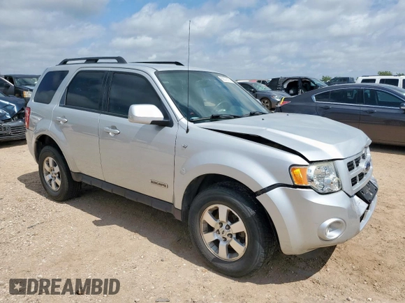 2008 Ford Escape Limited with VIN 1FMCU04168KE63521, listed as a Copart auction lot 60372185 with 98,358 mi miles and Salvage title. Bid and sale history available at DreamBid. Image 4.
