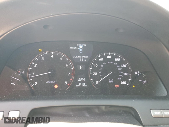 2010 Lexus LS 460 with VIN JTHCL5EF9A5007353, listed as a Copart auction lot 48305195 with 181,416 mi miles and Salvage title. Bid and sale history available at DreamBid. Image 9.