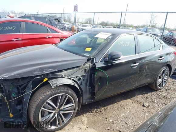 2015 Infiniti Q50 Premium with VIN JN1BV7AR1FM417499, listed as a IAAI auction lot 42063460 with 117,210 mi miles. Bid and sale history available at carsss.com. Image 15.