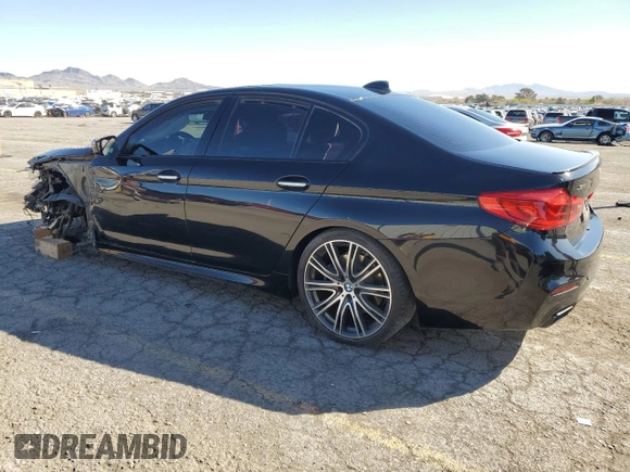 2018 BMW 5 Series M550i xDrive with VIN WBAJB9C55JG463848, listed as a Copart auction lot 48485765 with 47,078 mi miles and Salvage Title. Bid and sale history available at carsss.com. Image 2.