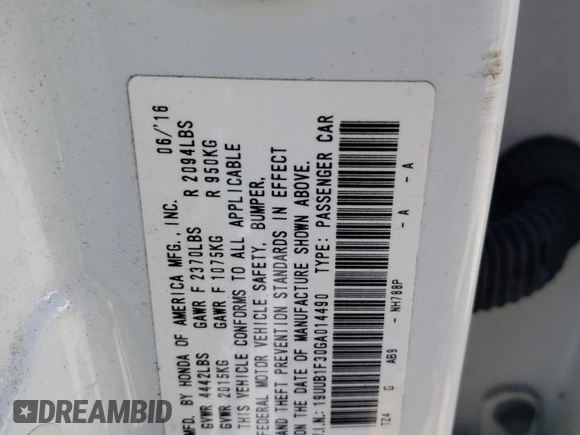 2016 Acura TLX with VIN 19UUB1F30GA014490, listed as a Copart auction lot 41415174 with 0 mi miles. Bid and sale history available at carsss.com. Image 13.