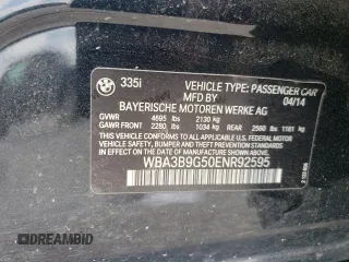 2014 BMW 3 Series 335i xDrive z VIN WBA3B9G50ENR92595, wystawiony jako Copart lot #61133205 z przebiegiem 185 516 mil mil oraz Czysty tytuł • Clean title. Historia ofert i sprzedaży dostępna na DreamBid. Obrazek 13.