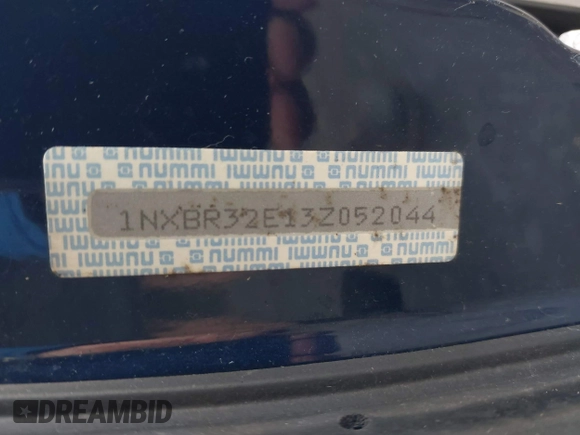 2003 Toyota Corolla CE with VIN 1NXBR32E13Z052044, listed as a IAAI auction lot 42013132 with 230,952 mi miles and . Bid and sale history available at DreamBid. Image 9.