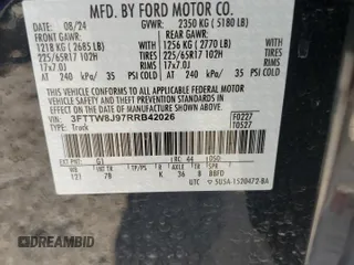 2024 Ford Maverick XLT with VIN 3FTTW8J97RRB42026, listed as a Copart auction lot 61240495 with 22,111 mi miles and Salvage title. Bid and sale history available at DreamBid. Image 13.