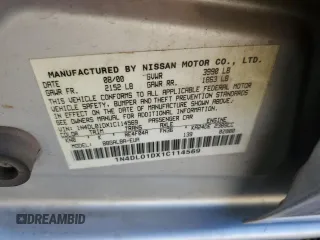 2001 Nissan Altima GXE with VIN 1N4DL01DX1C114569, listed as a Copart auction lot 58222534 with 145,798 mi miles and Salvage Title. Bid and sale history available at carsss.com. Image 12.