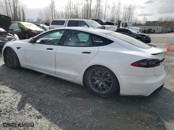2022 Tesla Model S with VIN 5YJSA1E55NF460540, listed as a Copart auction lot 49691445 with 56,336 mi miles and Salvage Title. Bid and sale history available at carsss.com. Image 2.