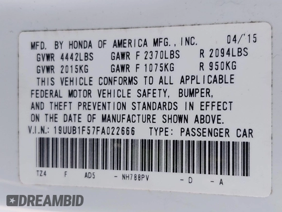 2015 Acura TLX Tech with VIN 19UUB1F57FA022666, listed as a IAAI auction lot 42090510 with 99,243 mi miles. Bid and sale history available at carsss.com. Image 9.