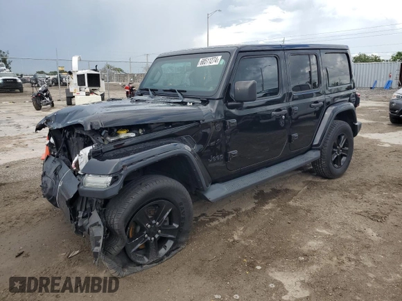 2020 Jeep Wrangler Unlimited Sahara Altitude with VIN 1C4HJXEN2LW271138, listed as a Copart auction lot 68511274 with 45,371 mi miles and Non repairable. Bid and sale history available at DreamBid. Image 1.