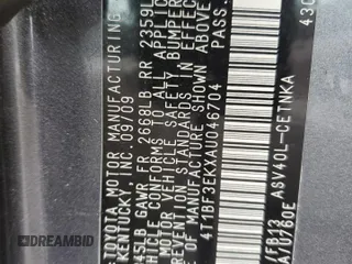 2010 Toyota Camry z VIN 4T1BF3EKXAU046704, wystawiony jako Copart lot #56653825 z przebiegiem 192 691 mil mil oraz Szkoda całkowita • Salvage title. Historia ofert i sprzedaży dostępna na DreamBid. Obrazek 12.