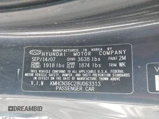 2008 Hyundai Accent SE z VIN KMHCN36C28U063313, wystawiony jako IAAI lot #42241892 z przebiegiem 147 097 mil mil oraz . Historia ofert i sprzedaży dostępna na DreamBid. Obrazek 9.