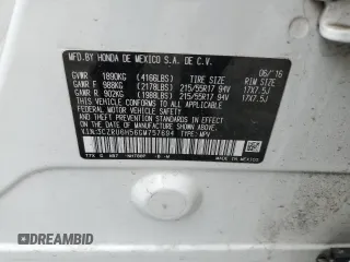 2016 Honda HR-V EX with VIN 3CZRU6H56GM757694, listed as a Copart auction lot 53131705 with 95,039 mi miles and Salvage Title. Bid and sale history available at carsss.com. Image 14.