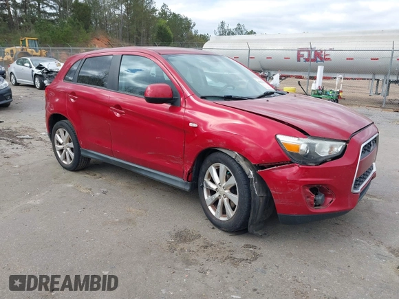 2014 Mitsubishi Outlander Sport ES with VIN 4A4AP3AU3EE026579, listed as a IAAI auction lot 41833606 with 104,583 mi miles. Bid and sale history available at carsss.com. Image 1.