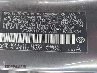2007 Toyota Prius with VIN JTDKB20U873245526, listed as a IAAI auction lot 41785276 with 200,469 mi miles. Bid and sale history available at carsss.com. Image 9.