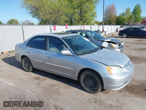 2001 Honda Civic EX with VIN 2HGES26771H512949, listed as a IAAI auction lot 42020043 with 299,833 mi miles. Bid and sale history available at carsss.com. Image 1.
