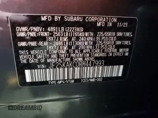 2024 Subaru Forester Limited с VIN JF2SKAKC0RH447993, выставлен на аукционе Copart как лот 56210075 с пробегом 5 496 миль миль и Списание • Salvage title. История ставок и продаж доступна на DreamBid. Изображение 14.