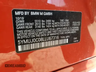 2020 BMW X4 M z VIN 5YMUJ0C08LLU67316, wystawiony jako Copart lot #53398995 z przebiegiem 34 470 mil mil oraz Szkody całkowita. Historia ofert i sprzedaży dostępna na DreamBid. Obrazek 13.