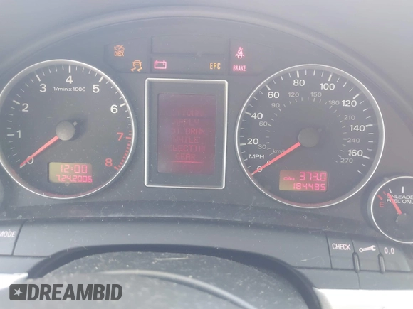 2007 Audi A4 2.0T with VIN WAUDF78E17A238885, listed as a IAAI auction lot 42255785 with 184,495 mi miles and . Bid and sale history available at DreamBid. Image 7.