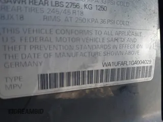 2016 Audi allroad Premium Plus with VIN WA1UFAFL1GA004029, listed as a IAAI auction lot 41372797 with 170,204 mi miles. Bid and sale history available at carsss.com. Image 9.