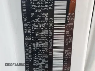 2025 Toyota Camry LE z VIN 4T1DAACK9SU539063, wystawiony jako Copart lot #54792415 z przebiegiem 3 958 mil mil oraz Szkoda całkowita • Salvage title. Historia ofert i sprzedaży dostępna na DreamBid. Obrazek 12.