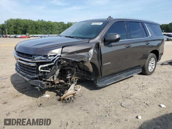 2021 Chevrolet Tahoe LT z VIN 1GNSKNKD2MR357415, wystawiony jako Copart lot #65203165 z przebiegiem 82 996 mil mil oraz Szkoda całkowita • Salvage title. Historia ofert i sprzedaży dostępna na DreamBid. Obrazek 1.