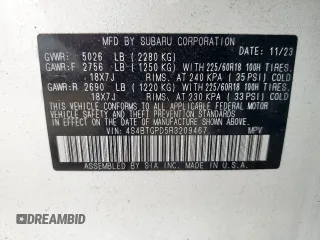 2024 Subaru Outback Touring XT с VIN 4S4BTGPD5R3209467, выставлен на аукционе Copart как лот 51713665 с пробегом 10 049 миль миль и Списание • Salvage title. История ставок и продаж доступна на DreamBid. Изображение 13.