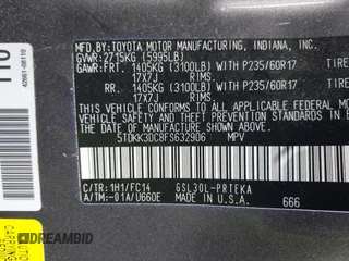 2015 Toyota Sienna LE AAS with VIN 5TDKK3DC8FS632906, listed as a IAAI auction lot 42533867 with 128,980 mi miles and . Bid and sale history available at DreamBid. Image 9.
