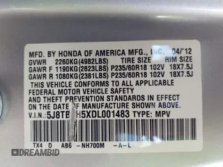 2013 Acura RDX Technology with VIN 5J8TB4H5XDL001483, listed as a IAAI auction lot 42524720 with 134,576 mi miles and . Bid and sale history available at DreamBid. Image 9.