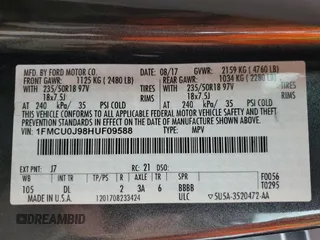 2017 Ford Escape Titanium with VIN 1FMCU0J98HUF09588, listed as a Copart auction lot 48988765 with 101,887 mi miles and Salvage Title. Bid and sale history available at DreamBid. Image 12.