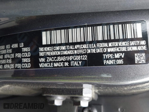 2017 Jeep Renegade Sport with VIN ZACCJBAB1HPG08122, listed as a IAAI auction lot 42314090 with 113,500 mi miles and . Bid and sale history available at DreamBid. Image 9.