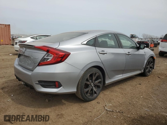 2019 Honda Civic Sport with VIN 2HGFC2F8XKH517042, listed as a Copart auction lot 51226175 with 45,419 mi miles and Salvage Title. Bid and sale history available at DreamBid. Image 3.