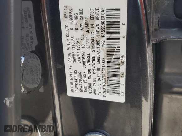 2013 Acura TSX Technology с VIN JH4CU2F61DC013836, выставлен на аукционе Copart как лот 55916195 с пробегом 68 144 миль миль и Чистый • Clean title. История ставок и продаж доступна на DreamBid. Изображение 12.
