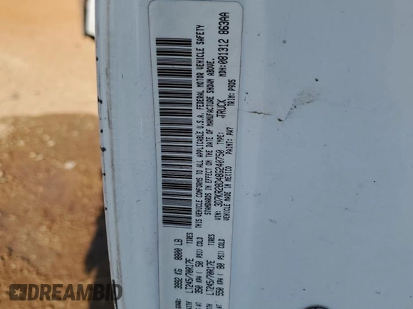 2008 Dodge 2500 ST with VIN 3D7KR28D48G240750, listed as a Copart auction lot 78321034 with 305,968 mi miles and Salvage Title. Bid and sale history available at DreamBid. Image 12.