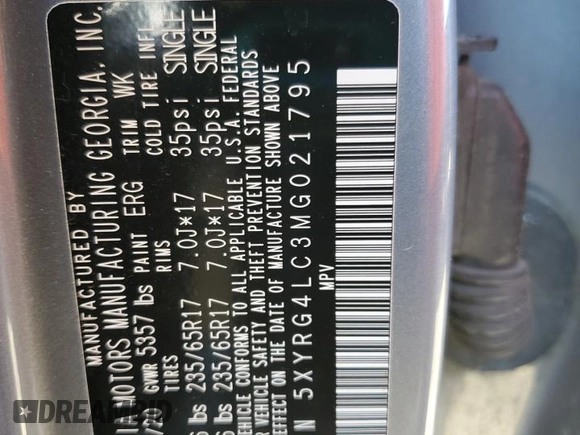 2021 Kia Sorento LX z VIN 5XYRG4LC3MG021795, wystawiony jako Copart lot #59050315 z przebiegiem 111 575 mil mil oraz Szkoda całkowita • Salvage title. Historia ofert i sprzedaży dostępna na DreamBid. Obrazek 13.