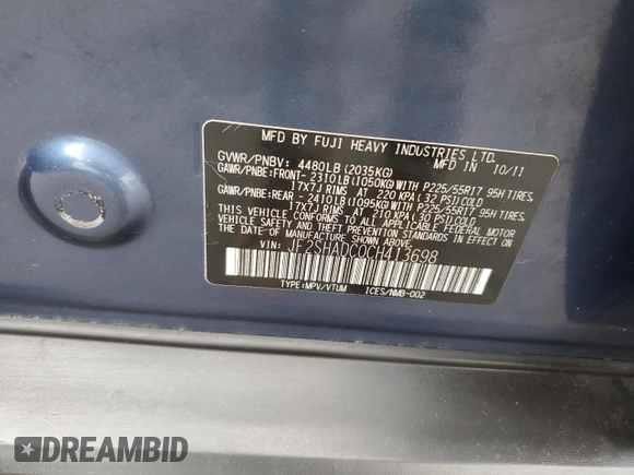 2012 Subaru Forester X Premium с VIN JF2SHADC0CH413698, выставлен на аукционе Copart как лот 57636565 с пробегом 129 181 миль миль и Чистый • Clean title. История ставок и продаж доступна на DreamBid. Изображение 13.
