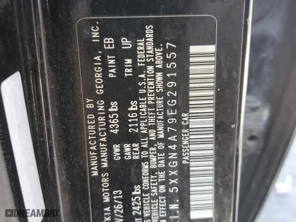 2014 Kia Optima EX with VIN 5XXGN4A79EG291557, listed as a Copart auction lot 50646205 with 289,435 mi miles and Clean Title. Bid and sale history available at carsss.com. Image 12.