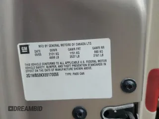 2006 Chevrolet Impala LS z VIN 2G1WB58KX69170056, wystawiony jako Copart lot #60499895 z przebiegiem 106 632 mil mil oraz Szkoda całkowita • Salvage title. Historia ofert i sprzedaży dostępna na DreamBid. Obrazek 12.