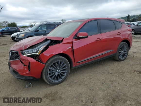 2023 Acura RDX w/A-Spec Advance Package with VIN 5J8TC2H88PL004317, listed as a Copart auction lot 50690825 with 28,077 mi miles and Salvage Title. Bid and sale history available at carsss.com. Image 1.