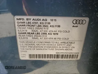 2016 Audi Q3 Prestige z VIN WA1FFCFS1GR010409, wystawiony jako Copart lot #81065394 z przebiegiem Nie podano mil oraz Szkoda całkowita • Salvage title. Historia ofert i sprzedaży dostępna na DreamBid. Obrazek 12.