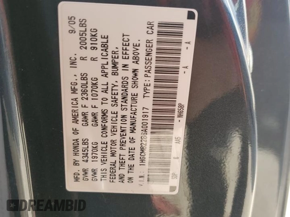 2006 Honda Accord LX z VIN 1HGCM82286A001917, wystawiony jako Copart lot #77048184 z przebiegiem 179 989 mil mil oraz Nie do naprawy • Non repairable. Historia ofert i sprzedaży dostępna na DreamBid. Obrazek 12.