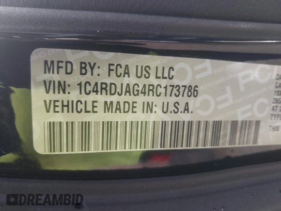 2024 Dodge Durango SXT with VIN 1C4RDJAG4RC173786, listed as a IAAI auction lot 41683676 with 4,043 mi miles and . Bid and sale history available at DreamBid. Image 9.