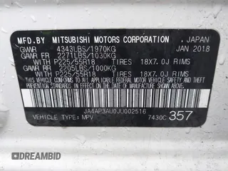 2018 Mitsubishi Outlander Sport ES 2.0 with VIN JA4AP3AU0JU002516, listed as a IAAI auction lot 41425391 with 104,574 mi miles. Bid and sale history available at carsss.com. Image 9.