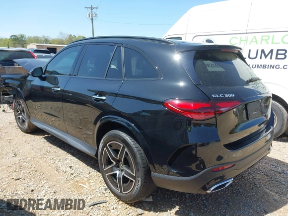 2023 Mercedes-Benz GLC with VIN W1NKM4GB9PU021131, listed as a IAAI auction lot 41923553 with 1 mi miles. Bid and sale history available at carsss.com. Image 3.