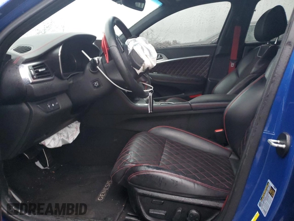 2022 Genesis G70 3.3T with VIN KMTG54TEXNU102485, listed as a Copart auction lot 79568824 with Not Provided miles and Salvage Title. Bid and sale history available at carsss.com. Image 7.