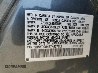 2007 Acura MDX Technology with VIN 2HNYD28467H537143, listed as a Copart auction lot 55259205 with 184,175 mi miles and Clean Title. Bid and sale history available at carsss.com. Image 12.